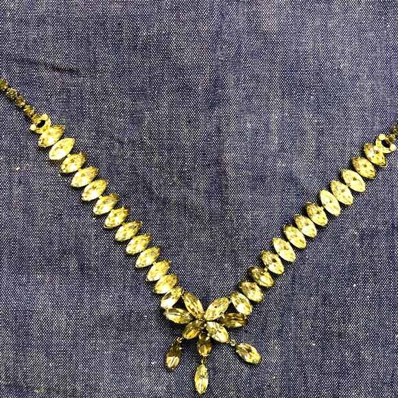 Vintage Rhinestone Necklace And Matching Bracelet Clear Rhinestone Flower Center - Picture 4 of 14